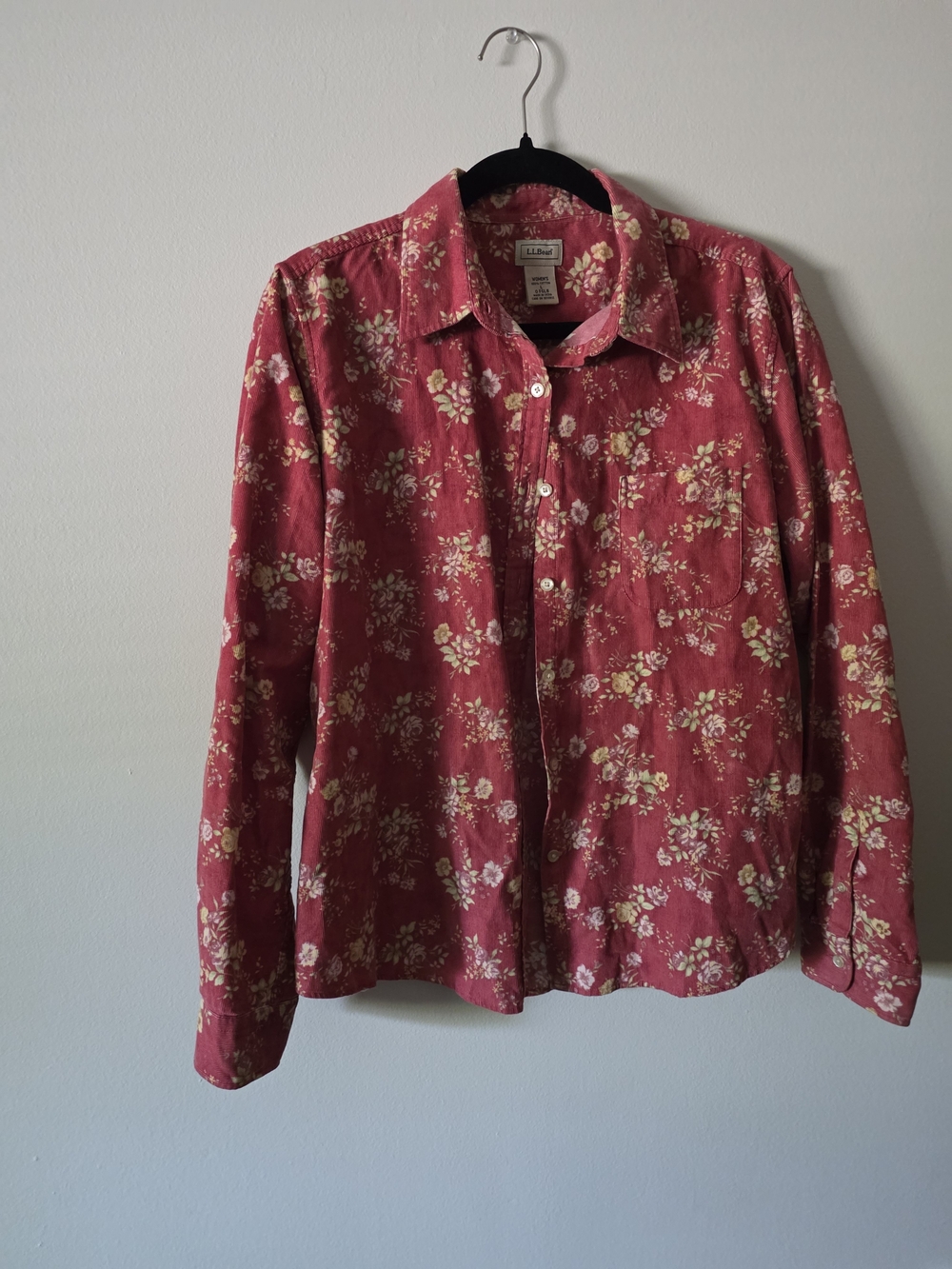 L.L. Bean Pink Floral Courdoroy